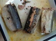 Wilde gefangene in Büchsen konservierte Makrele gesund in der Salzlösung, Makrelen-Leisten eingemacht für Salat