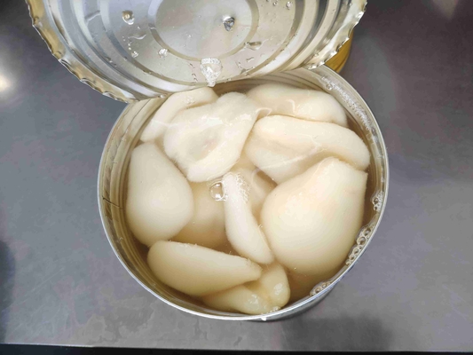 Konservierungsprozess Sirup Konservenbirne halbiert 100% frisch Naturgeschmack